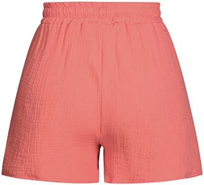 Шорцеви за жени обични, високи половини со широк половината широка нога лабава шорцеви удобни летни плажа кратки со џебови s-5xl