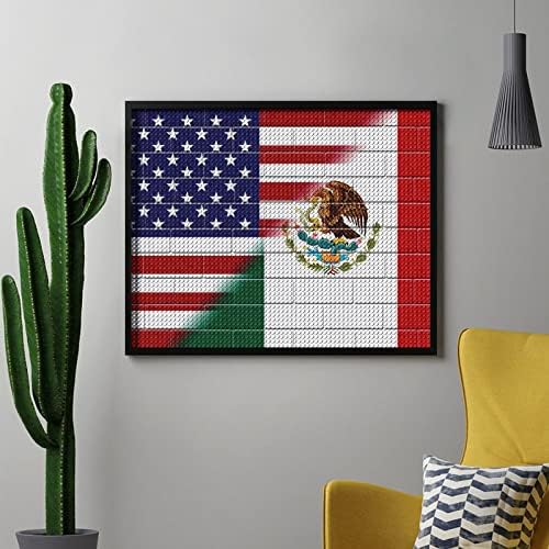 Сад Мексико Знаме Граница Ѕид Дијамант Сликарство Колекции 5D DIY Целосна Вежба Кристал Уметност Ѕид Декор За Возрасни 16 x20