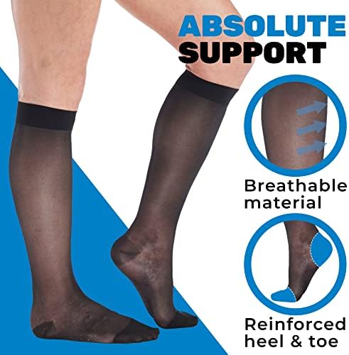 Направено во САД - Медиум за големина - чисти чорапи за компресија за циркулација на жени 15-20mmhg - лесен долг компресија на коленото