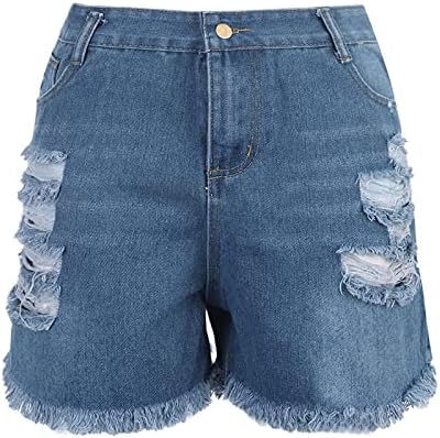Женски искинати тексас џин шорцеви жени летни панталони секси фармерки со високи половини тенок дупка панталони пом