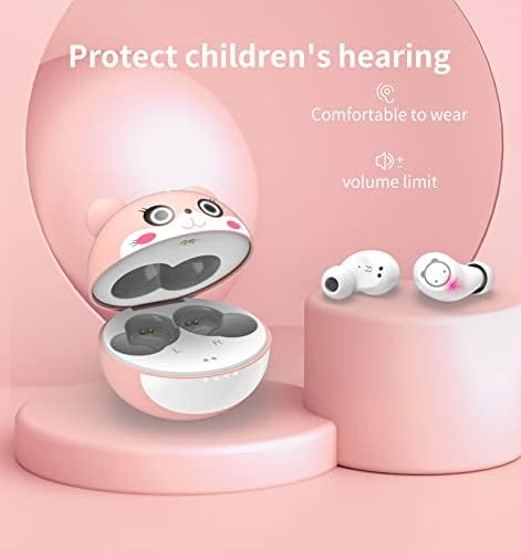 Тикграм Безжични Детски Слушалки Со Кутија За Полнење Цртани Филмови Со Розова Мачка, Ipx5 Водоотпорни Слушалки За Поништување