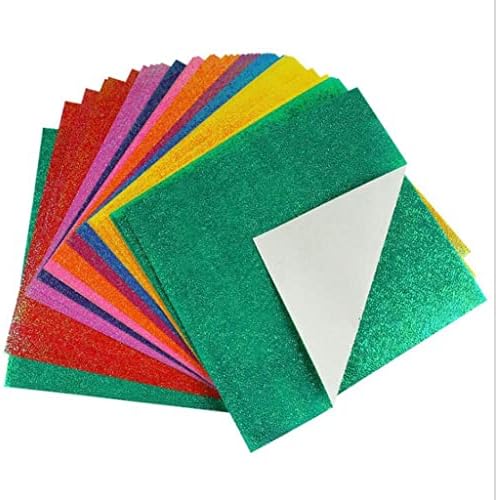YFQHDD 50pcs/Поставете квадратна хартија од оригами единечна страна сјаејќи преклопување цврсти документи за боја, Деца рачно изработени DIY