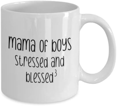 Мама На Три Момчиња Кригла Подарок Од Денот На Мајката На Синот Смешно Кафе Чаша, Момче Мајка Подарок, Момче Мама, Мајка На Момчиња,