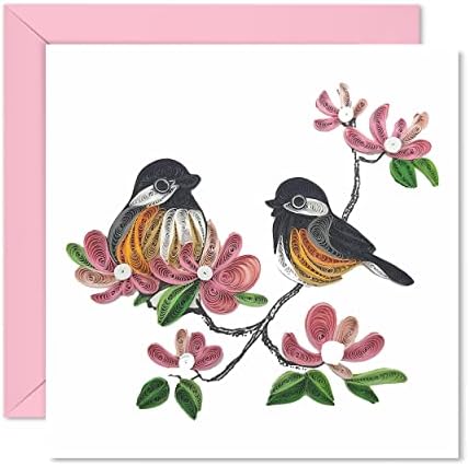 Tumyee Пролет Птици И Цвет, Quilling Картичка 3D Шарени Симпатична Празник Картичка, Честитка Картичка За Вљубените, Сочувство, Размислување