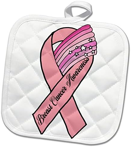 3drose ладна розова лента и поддршка од рак на дојка и виножито Поддршка и свесност - Potholders