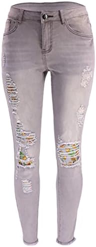 Miashui Jean Панталони за жени искинати женски фармерки со високи половини за истегнување фармерки, пантолони од панталони, панталони,
