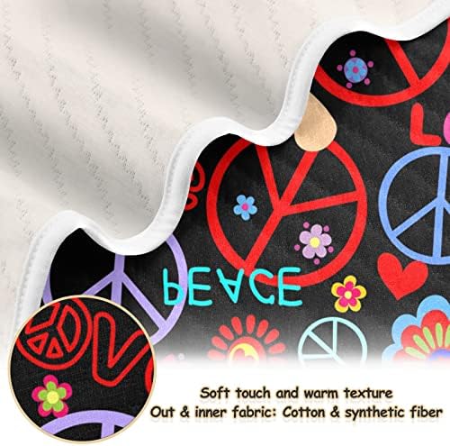 Swaddle Clainte Hippie Мировен симбол памучно ќебе за новороденчиња, примање ќебе, лесен меко залепено ќебе за креветчето,
