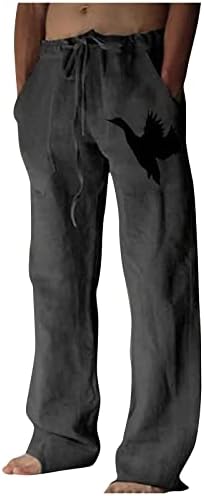 Dudubaby Mens Lounge панталони Постелна облека за постелнина панталони за современ удобен квалитет мека постелнина боја