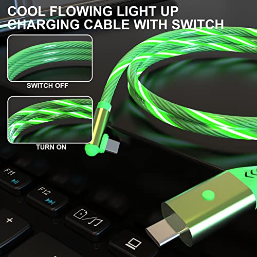 LED Осветлување USB C Кабел За Полнење Со Вклучување/Исклучување, 90 Степен Прав Агол Брз Полнач LED КАБЕЛ Тип C Кабел Компатибилен Со Android