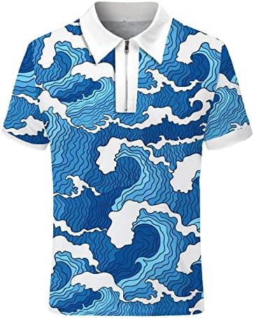 Ubst Zipper Polo кошули за мажи, 2022 Нов летен краток ракав 1/4 ZIP Up Reck Tops Камо печатени обични маици за голф