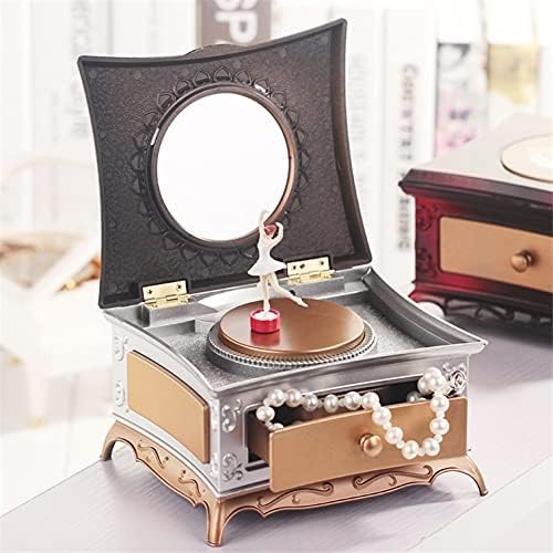 FBVCDX танчерка ротирачка музика кутија класична фиока за шминка огледало музичка кутија за складирање на накит за да испратите подарок