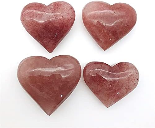 HEEQING AE216 1PC Голема природна јагода кварц срце Полирана кристална лекување гемстон природни камења и минерали кристал