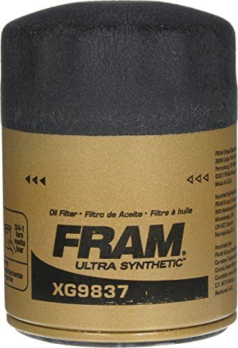 Fram Ultra Synthetic Automotive Filter Filter Oil, дизајниран за промени во синтетичко масло што трае до 20 килограми милји, XG9837 со Suregrip