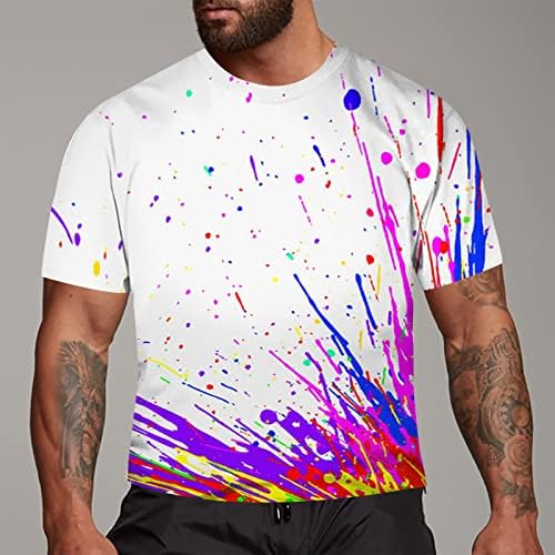 2023 Нови машки 3D шема печатени маици со краток ракав, обични графички маички, обични кошули со краток ракав