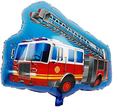 4 парчиња џамбо противпожарен камион балон Голем балон со хелиум пожарникар за украси со теми за автомобили, роденден, материјали