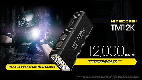 NITECORE TM12K Tiny Monster Type -C Flashlight - 12,000 Lumen Burst Излез W/ 3AMAMP Wallиден адаптер и вклучена батерија