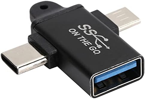ASHATA USB до USB C адаптер, 2 во 1 USB 3.0 во конвертор на микро USB/Type C, поддржувајте брзо полнење на податоци за голема брзина, OTG