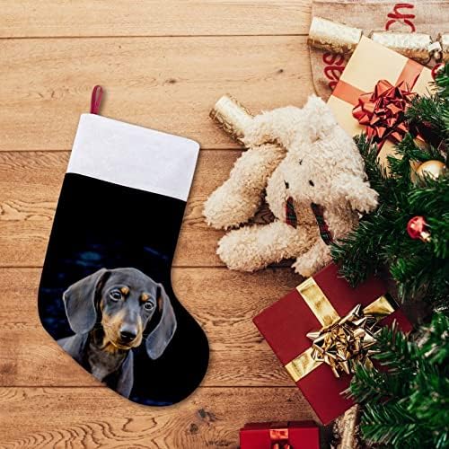 Црно кученце куче црвено Божиќни празници за одмор дома украси за Божиќно дрво камин што виси чорапи