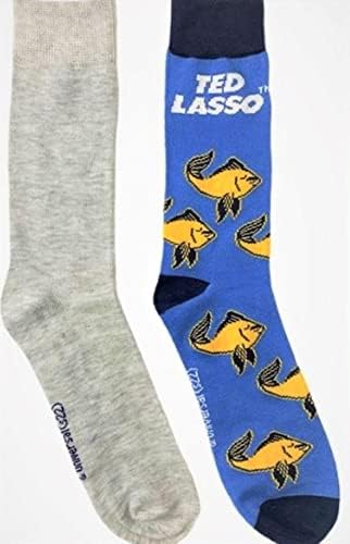 Ворнер Брос Тед Ласо 2 спакувани чорапи за екипаж за мажи. 2 пар - Тед Ласо и да биде златна рипка - машка чорап со големина 10-13