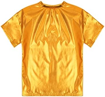 LOODGAO KIDS BOYS DIVES SHIGHTY Сјајна метална маица со кратки ракави за танцување врвови на Ноќта на вештерките