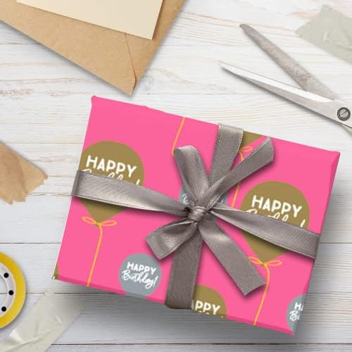 Среќен роденден хартија за ткиво, розова балони хартија за роденденско ткиво, хартија за роденденско ткиво за завиткување на подароци,