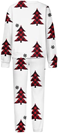 Ископување за жени Божиќна снежна графичка тренерка поставува џемпери на екипаж и џемпери со џогирање со 2 парчиња облека за џогирање