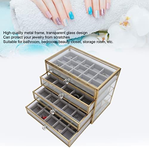 Организатор на накит, лажна кутија за складирање на нокти 60 решетки за фиока за десктоп за нокти, преносна кутија за сортирање за накит