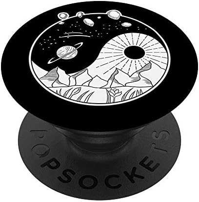 Земјиниот надворешен простор Јин Јанг Ретро Галакси Подарок за рамнотежа на природата Подарок PopSockets PopGrip: Заменлива зафат