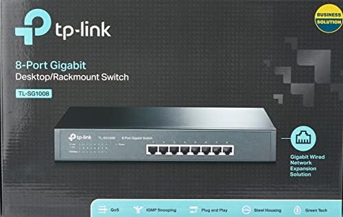 TP-Link 8-Port Gigabit Ethernet Не управуван прекинувач | Приклучок и игра | Метал | Десктоп/RackMount | Ограничен живот, црно
