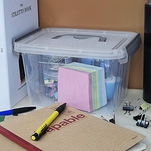 Вабаба 6-Пакувајте 3 Л Проѕирни Пластични Кутии за Складирање На Бравата со Сиви Капаци