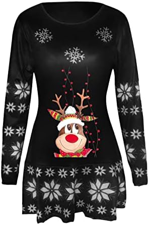 Фустани за вратот на екипажот на жените Среќен празник Божиќен подарок салон фустани со долги ракави графички секси миди фустани 2023 0k