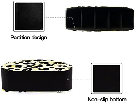 Држач за далечински управувач на леопард Scorro Leopard со 5 оддели PU кожа ТВ далечинска кутија за складирање на биро за очила