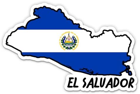 Мапа на Squiddy El Salvador со знаме - винил налепница за телефон, лаптоп, шише со вода - 3 “