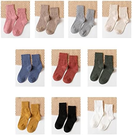 Северна30° Памучни Екипажни Чорапи За Жени Памучни Секојдневни Еднобојни Растегливи Чорапи За Жени Девојки 10 Пара