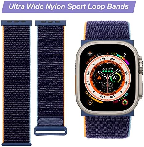 Grtrees 5 пакувања ултра широк опсег на часовници компатибилен со Apple Watch Band 45mm 44mm 42mm 41mm 40mm 38mm, прилагодливи Nylon Sport Bands