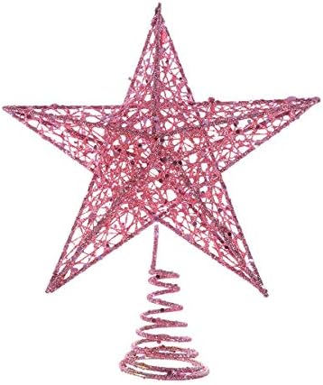 Божиќна Декорација Амосфун 25см Елка Железна Ѕвезда Топер Блескави Украси За Новогодишна Елка