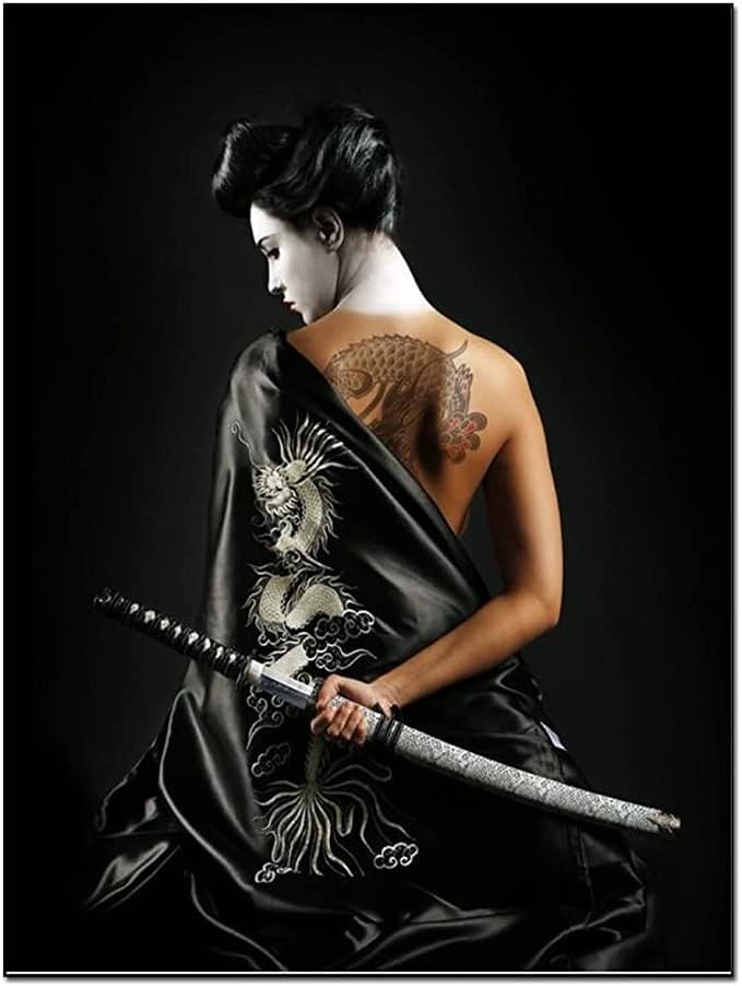 Јапонски постер за уметност Јапонски женски самурај постер wallидна уметност сликарство платно печати инспиративна духовна соба дневна