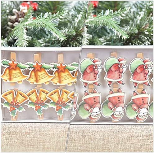 Општи украси за народеност 24 парчиња Божиќ дрвени цртани филмови мали занаетчиски штипки домашни фотографии wallидни резерви