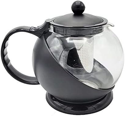 Голем стаклен чајник со чајник со инфузер и филтер за лабав чај за миење садови, безбеден 50oz / 1500ml пијалак сад половина месечина топлина,