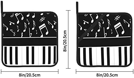 Копчиња за пијано со музички белешки сет на држачи за кујнски садови, држач за мит-рерна со висока температура Полиестер, за готвење и печење