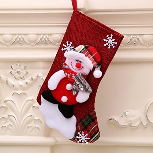 Божиќни чорапи крпа Божиќна чорапска торба и Божиќ што висат чорапи за забавно декорација и Божиќен црвен филм Црвен сет