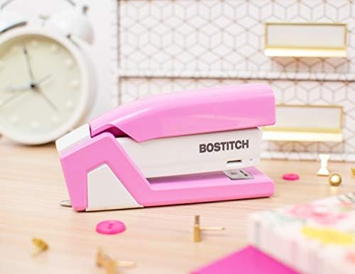 Компактен степлер на пролетта на пролетната моќност на Bostitch, BCA Pink, пластична половина лента