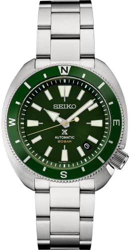 Seiko Mens Green Dial Silver Band Automatic Automatic Automatic Steame - SRPH15
