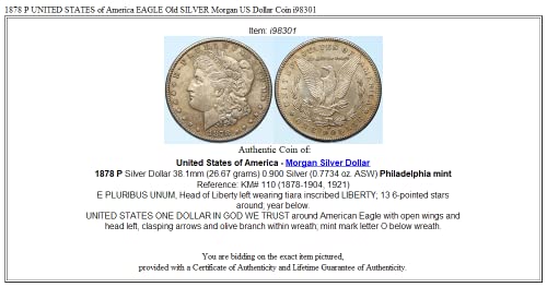 1878 1878 СТР СОЕДИНЕТИТЕ Американски Држави Орел Стариот сребрен $1 Добар Несертифициран