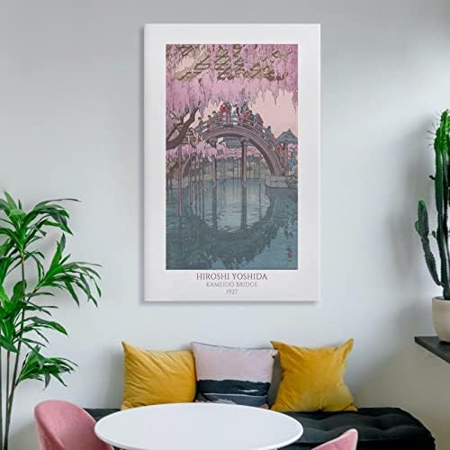 Платно печати мост Камеидо од Хироши Јошида Уметнички печати гроздобер јапонски постер платно сликарство wallидна уметност постер за спална