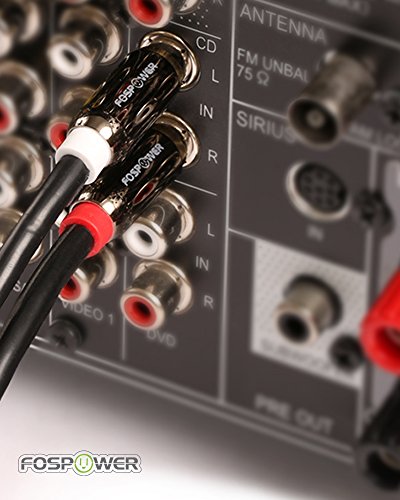 FosPower (10 Стапки 2 RCA M/M Стерео Аудио Кабел [24k Позлатено | Бакарно Јадро] 2RCA Машко До 2rca Машко [Лево/Десно] Врвен
