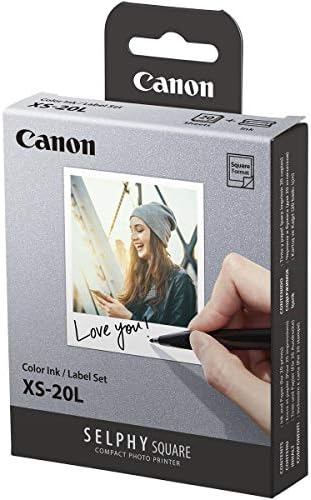 Canon Selphy Square QX10 Компактен печатач за фотографии, бело селфиско мастило/етикета сет XS-20L 20 листови