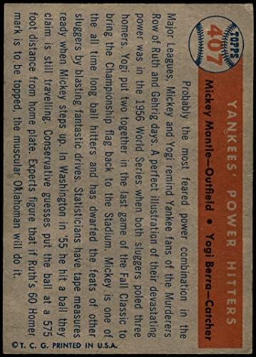 1957 Топпи 407 Хитри на Јанкис, Мики Мантл/Јоги Бера Newујорк Јанкис ВГ Јанкис