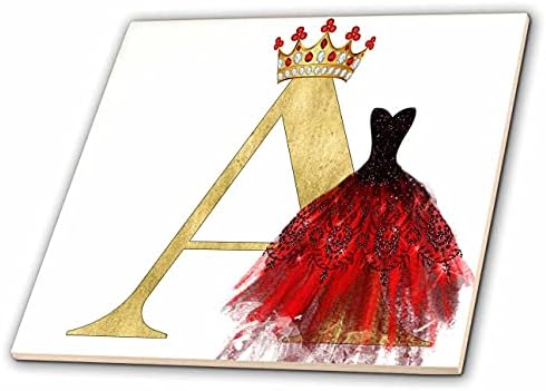 3дроза Црвена Наметка Слика На Накит Круна Слика На Златен Монограм А-Плочки