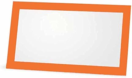 Портокалови и црни картички за место - стил на рамен или шатор - 10 или 50 пакет - бел празен фронт со граница - табела за поставување
